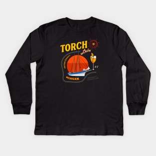 Torch Lake Michigan Vintage Tee Kids Long Sleeve T-Shirt